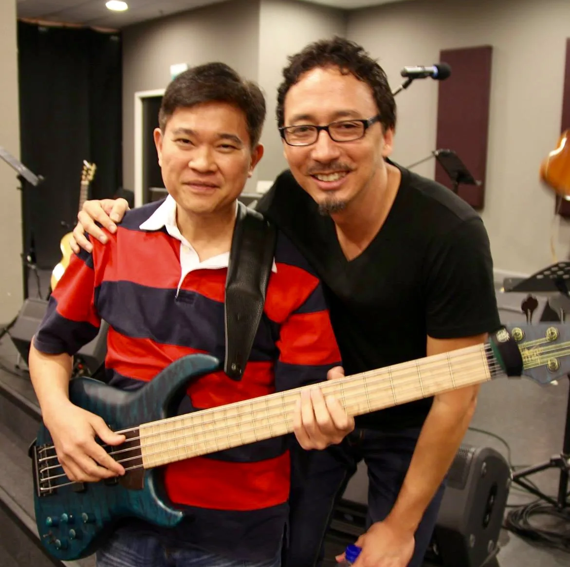 Studio session with fellow musician